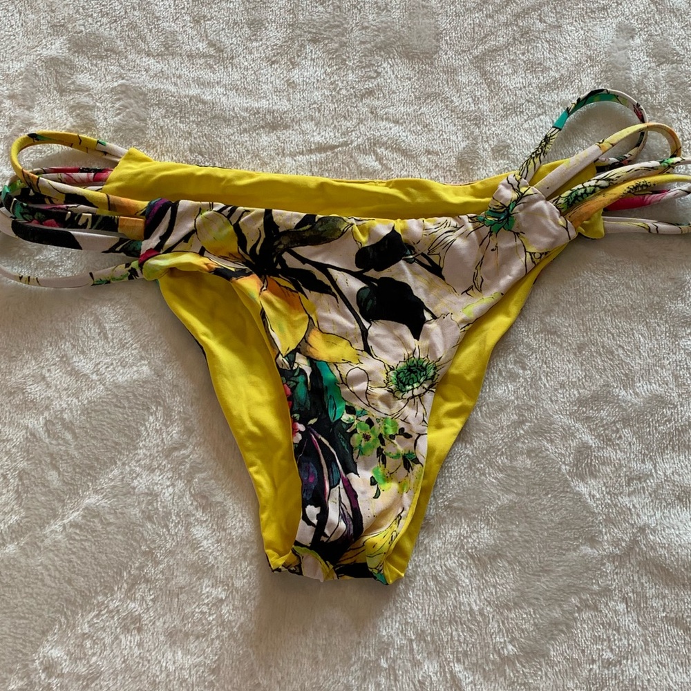 San Lorenzo Yellow Floral String Bikini Bottom